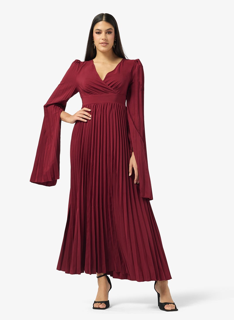 ELLA Pleated Dress With Slit Sleeves - Image 1