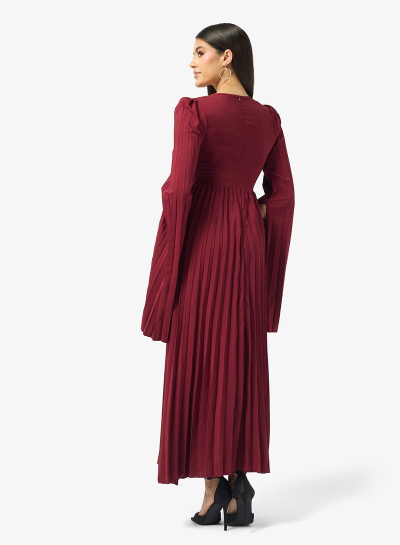 ELLA Pleated Dress With Slit Sleeves - Image 2