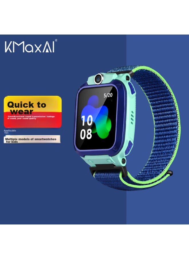 Kmaxai Woven Watch Strap Compatible With Xiaotiancail Children's Smarches Z9/6p/8a/10/q2a/q1r/d3 Dopamine Sports Watch Band, Nylon Loop Velcro, Lime Green - Image 1