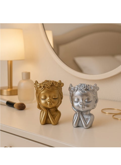 قطعتان من التحف الزخرفية على شكل مزهرية نسائية، ديكور غرفة المعيشة، ديكور عصري، مصنوعة من مزيج بوليستر صلب لمقاومة أكبر للكسر