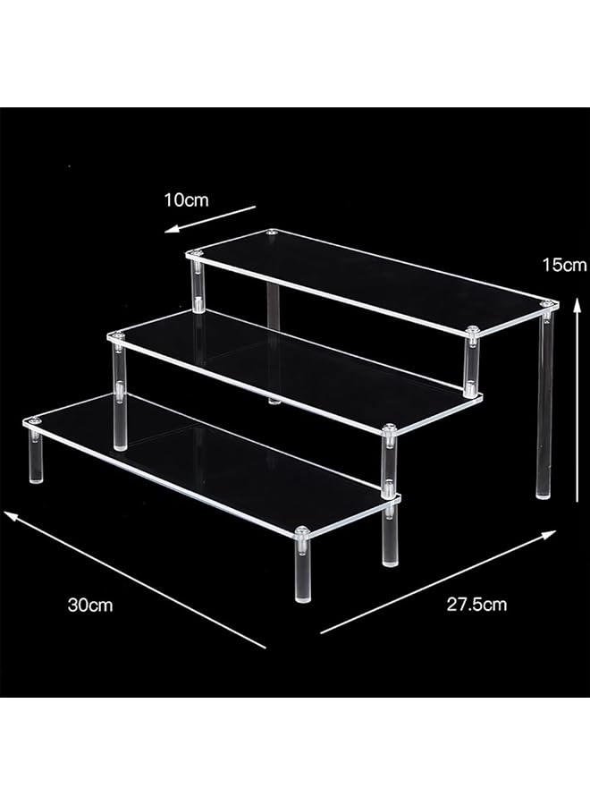 إيروريكس حامل عرض أكريليك شفاف مكون من 3 طبقات، حامل عرض للعطور، حامل عرض كب كيك مكون من 3 طبقات، رف عرض أكريليك منظم وديكور - Image 5