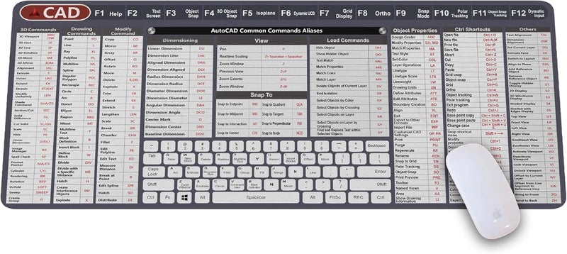 Designfullprint Engineer Architect Gifts Ultimate Auto cad Command Alia SES Shortcuts Mouse Mat, Quick Command Reference for Auto cad Users Mousepad,Gift for Architect Desk Mat Gaming Desk Mat KMH - Image 2