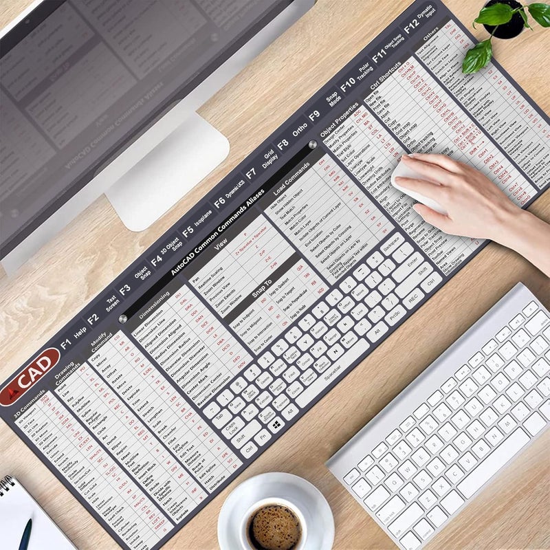 Designfullprint Engineer Architect Gifts Ultimate Auto cad Command Alia SES Shortcuts Mouse Mat, Quick Command Reference for Auto cad Users Mousepad,Gift for Architect Desk Mat Gaming Desk Mat KMH - Image 4