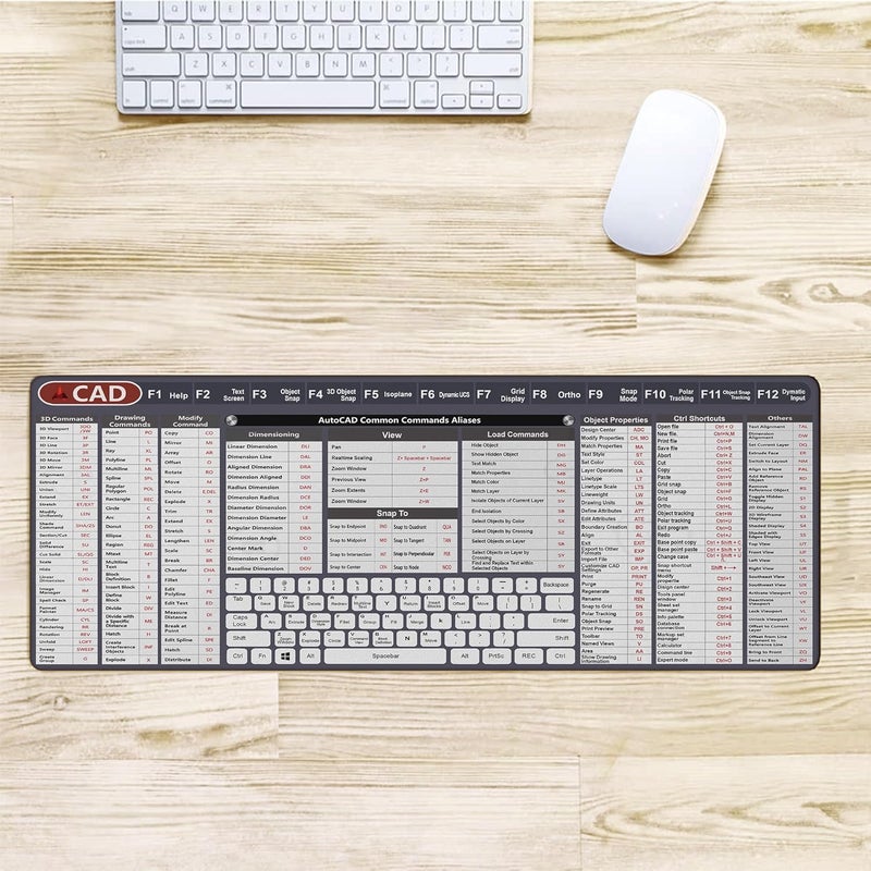 Designfullprint Engineer Architect Gifts Ultimate Auto cad Command Alia SES Shortcuts Mouse Mat, Quick Command Reference for Auto cad Users Mousepad,Gift for Architect Desk Mat Gaming Desk Mat KMH - Image 1