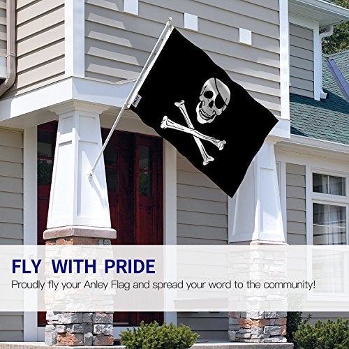 Anley Fly Breeze 3x5 Foot Jolly Roger Flag with Patch Vivid Color and Fade proof Canvas Header and Double Stitched Pirate Flags Polyester with Brass Grommets 3 X 5 Ft - Image 3