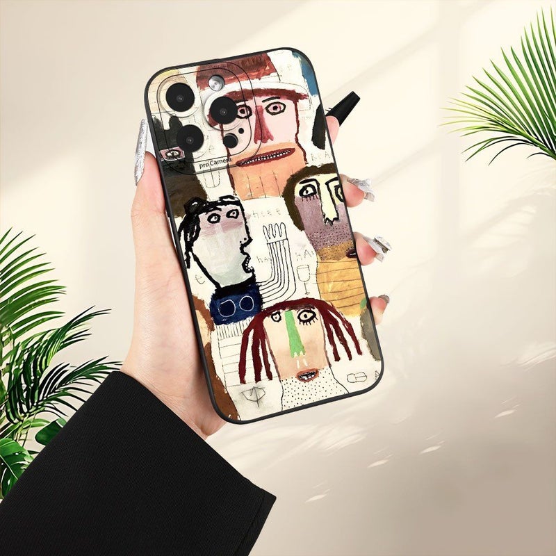 حافظة هاتف متعددة الألوان مضادة للصدمات لجهاز آيفون 16 برو ماكس بتصميم كولاج تجريدي - Image 4