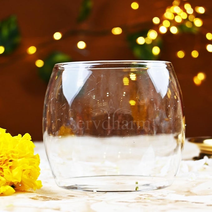 DEEPAM GLASS COVER WITHOUT AKHAND DIYA BOROSILICATE WIND PROTECTOR FOR CANDLES TEA LIGHTS LED TEALIGHT DIAMETER 35 INCHES X HEIGHT 314 INCHES