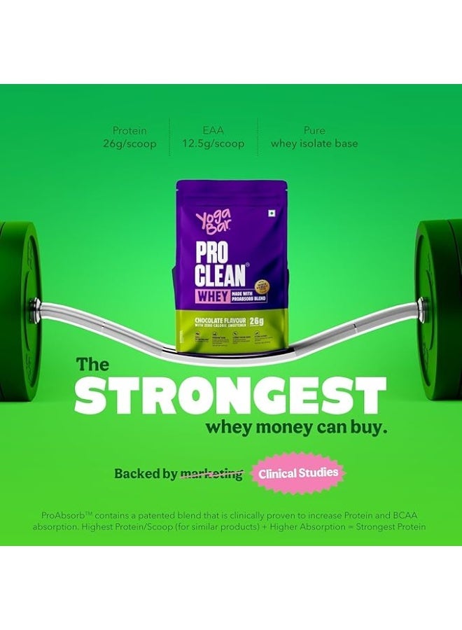 Yogabar ﻿Yogabar Pro Clean Whey Protein Chocolate with Zero Calorie Sweetener | 25g Protein per Serve | Made with ProAbsorb Blend | 907g + Free Pro Clean Creatine 100g | Unflavoured Monohydrate - Image 2