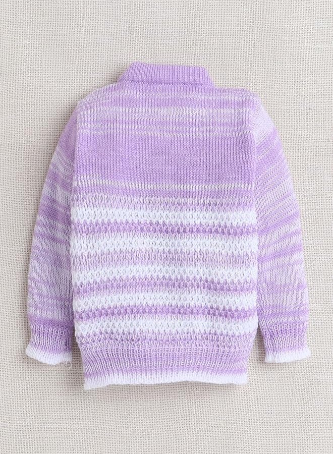 BUMZEE Lavender Baby Girls Full Sleeves Woolen Sweater with Cap & Socks Age - 6-12 Months (Peb10062D-lvd) - Image 3
