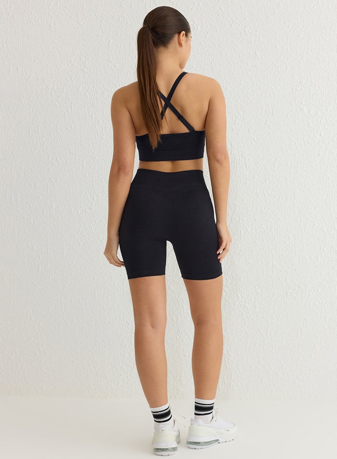 trendyol Pack of 2 Black and Navy Seamless Knitted Sports Leggings - Image 4