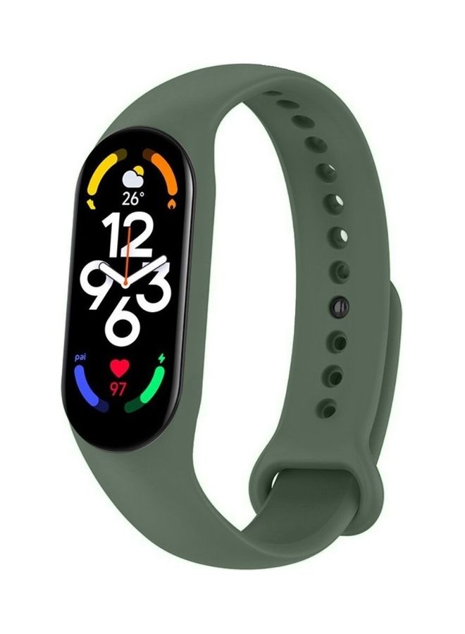 NIBEMINENT Xiaomi Mi Band 7 Replacement Strap Soft Silicone Watch Sport Wristband Bracelet Compatible with Smart Fitness Tracker 2022 Release Olive Green - Image 1