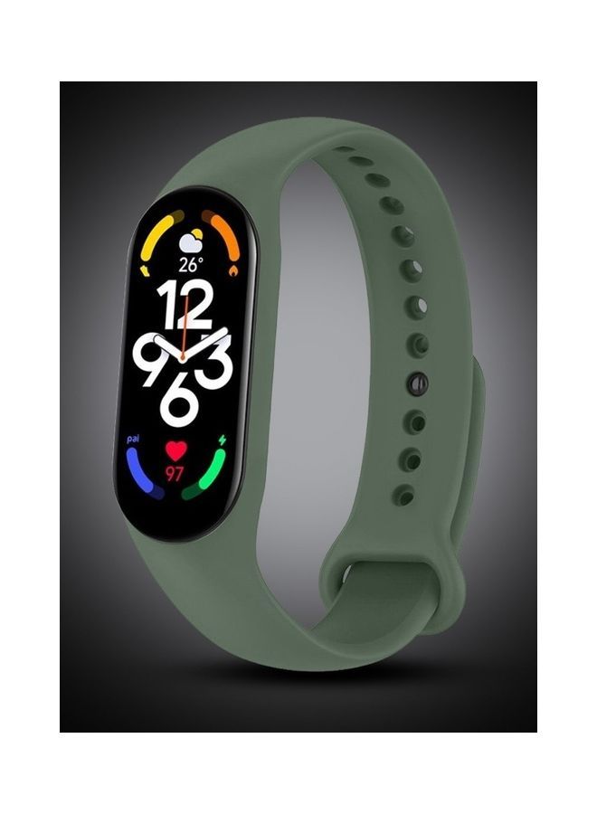 NIBEMINENT Xiaomi Mi Band 7 Replacement Strap Soft Silicone Watch Sport Wristband Bracelet Compatible with Smart Fitness Tracker 2022 Release Olive Green - Image 5