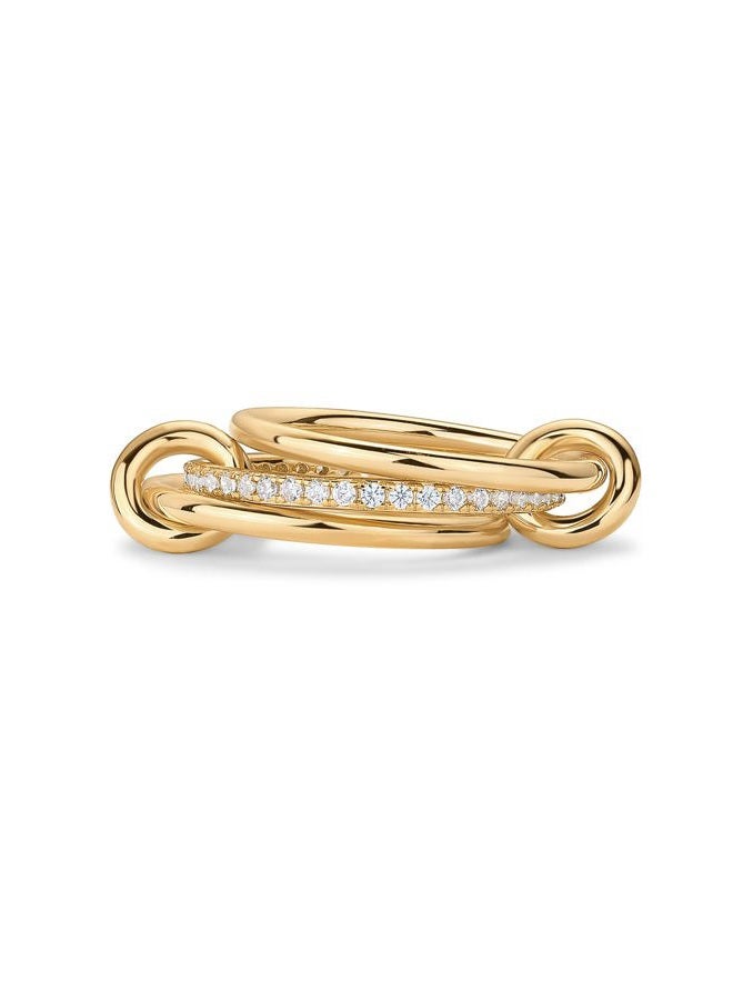 PAVOI 14K Gold Plated Interlocked Stackable Rings for Women - Statement Mixed Metals Multi Ring Stack - Cubic Zirconia Two-Toned Connected Bands Stacking Jewelry, 9, Yellow Gold, Cubic Zirconia - Image 1