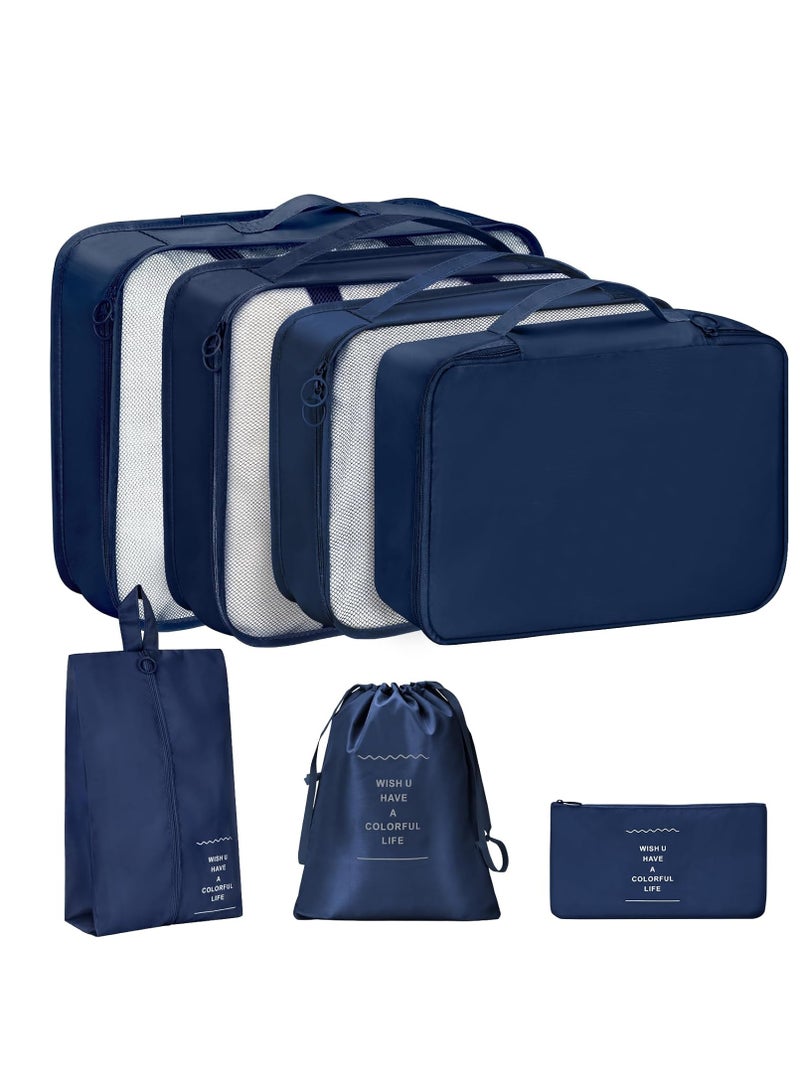 7-in-1 Travel Organizer: Your perfect travel companion, providing extra space inside your suitcase. Navy blue. - Image 1