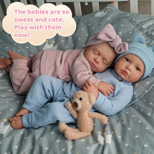BABESIDE Lifelike Reborn Baby Dolls Twins  20Inch Cute RealisticNewborn Baby Dolls Soft Body Real Life Baby Doll Girls with Gift Box for Kids Age 3  Collection - Image 5