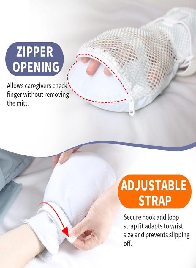 Ehucon Single Patient Use Dementia Restraint Gloves-2PCS,Breathable & Comfortable Medical Restraint Mitts for Elderly in Nursing & Home & Hospital Care - Image 3