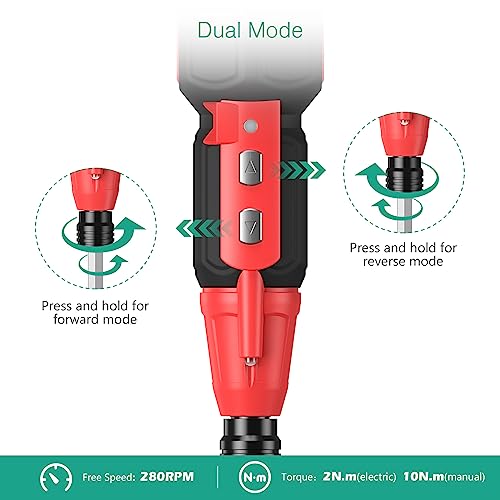 ORIA Electric Screwdriver Cordless, 12 in 1 Rechargeable Electric Screwdriver Set with 10 Bits and 1/4 inch Bit Holder, Power Repair Tool Kit with LED Lights, Charging Cable, for Phones,Toys, PC - Image 5