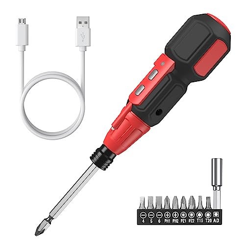 ORIA Electric Screwdriver Cordless, 12 in 1 Rechargeable Electric Screwdriver Set with 10 Bits and 1/4 inch Bit Holder, Power Repair Tool Kit with LED Lights, Charging Cable, for Phones,Toys, PC - Image 1