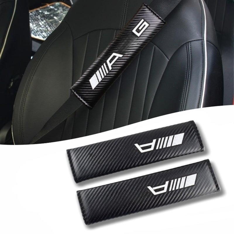 QOMAGO Car seat Belt Cover Compatible with AMG Carbon Fiber Texture car seat Belt pad Cover Soft and Comfortable - Image 3