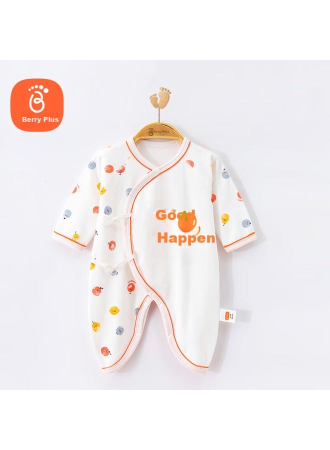 Babyprints Babyprints Baby Onesie 1-3 Months Baby Pure Cotton Romper Long Sleeve Bodysuit Four Seasons Underwear Belly Protection Good Persimmon 66  - Image 1