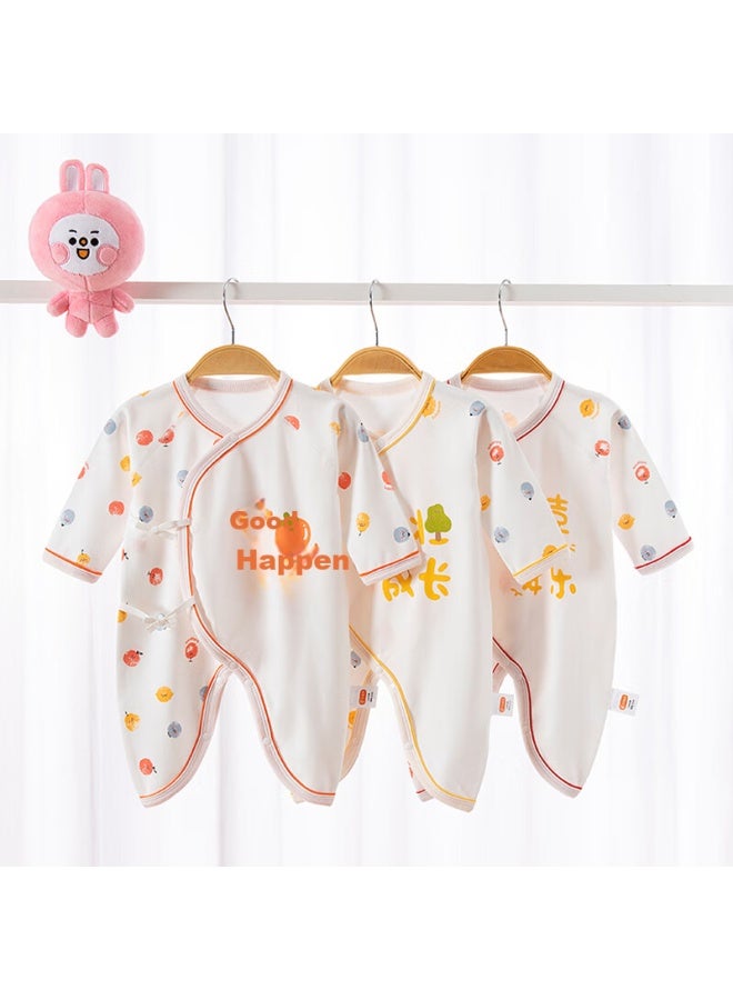 Babyprints Babyprints Baby Onesie 1-3 Months Baby Pure Cotton Romper Long Sleeve Bodysuit Four Seasons Underwear Belly Protection Good Persimmon 66  - Image 2