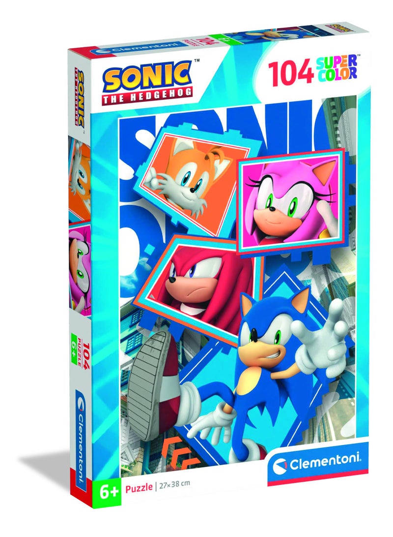 Clementoni Puzzle Sonic with Friends 104-Pieces | Jigsaw Puzzle | Children's Puzzle | Preschool Learning Toys | Develops Problem Solving Skills | Made in Italy - Image 1