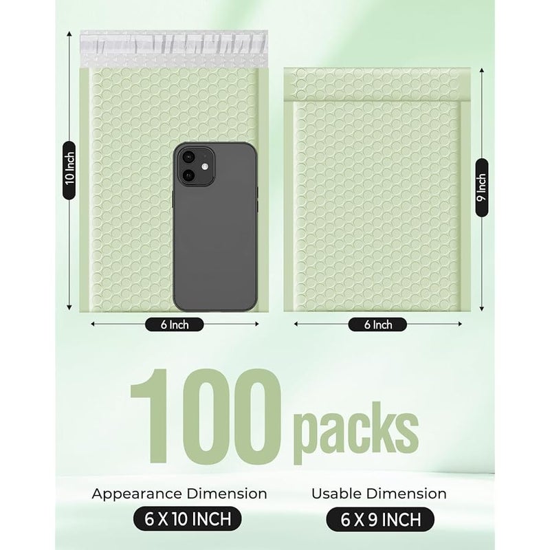 Metronic Bubble Mailers 6x10 100 Pack Mint Green Self-Seal Padded Envelopes Usable Size 6x9 Waterproof Bubble Envelopes Cushioning Mailer for Small Business Mailing Makeup, Jewelry, Christmas Gifts - Image 2