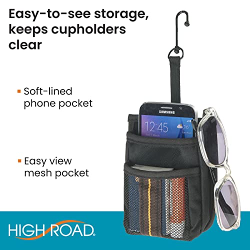 High Road Air Vent Mount Car Cell Phone Holder with Soft Lined Back Pocket and Front Mesh Storage Pocket - Image 4