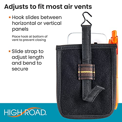 High Road Air Vent Mount Car Cell Phone Holder with Soft Lined Back Pocket and Front Mesh Storage Pocket - Image 5