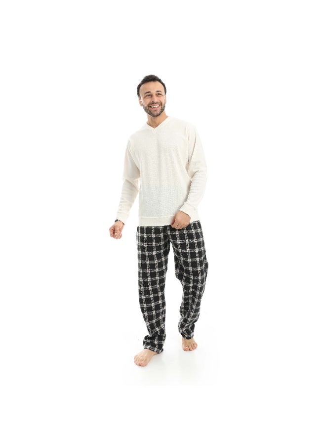 Red Circle Falafel V Neck Pajamas with Karwa Pants - Image 4