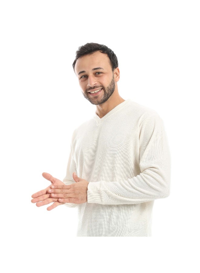 Red Circle Falafel V Neck Pajamas with Karwa Pants - Image 1