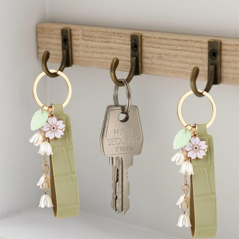 simarro 2Pcs Lily of The Valley Flower Key Chain - Women's Leather Key Rings for Handbags and Car Keys - Image 5