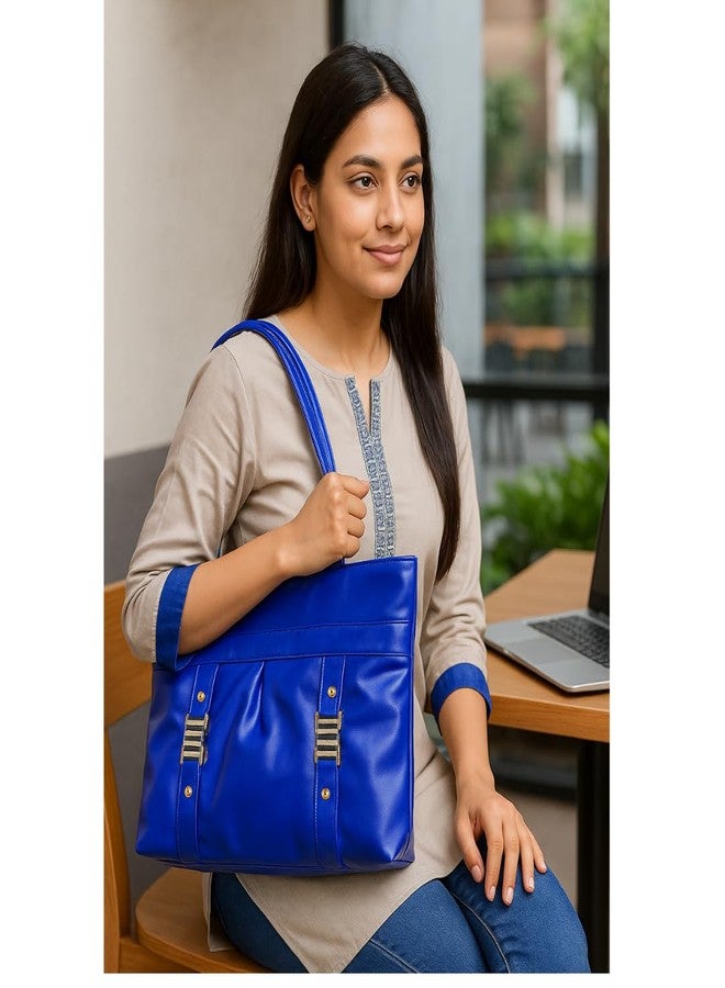 GLAZU حقيبة يد أنيقة للنساء من GLAZU - حقيبة كتف أنيقة ذات مساحة داخلية واسعة، حقيبة حمل متعددة الاستخدامات للاستخدام اليومي، والعمل، والسفر (أزرق) - Image 4
