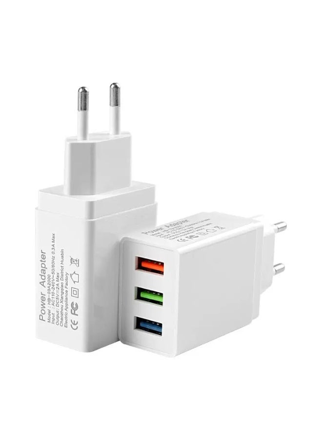 شاحن حائط USB سريع بثلاث منافذ (5 فولت 2 أمبير كحد أقصى)، محول شاحن لأجهزة iPhone وiPad، وأجهزة Galaxy، والأجهزة المحمولة وما إلى ذلك - Image 1