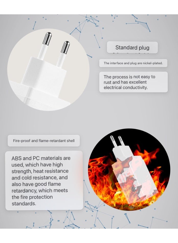 شاحن حائط USB سريع بثلاث منافذ (5 فولت 2 أمبير كحد أقصى)، محول شاحن لأجهزة iPhone وiPad، وأجهزة Galaxy، والأجهزة المحمولة وما إلى ذلك - Image 4