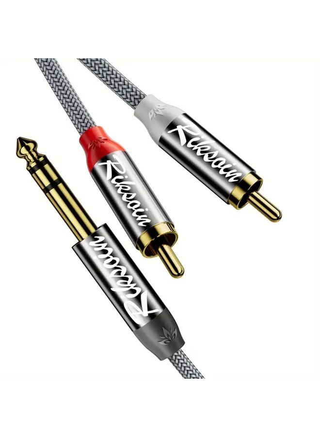 1 4 Inch TRS Male to Dual RCA Stereo Audio Cable 1 2 Meter Heavy Duty Copper Core - Image 1