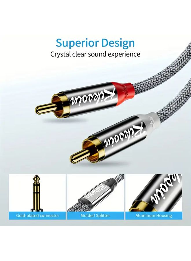 1 4 Inch TRS Male to Dual RCA Stereo Audio Cable 1 2 Meter Heavy Duty Copper Core - Image 4