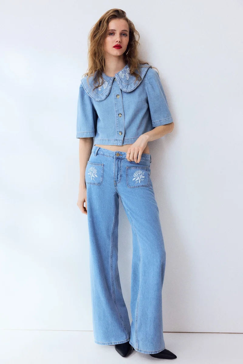 اتش اند ام بلوزة دنيم بياقة