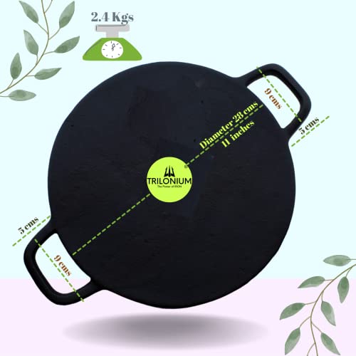 TRILONIUM Triple Seasoned Cast Iron Concave Roti - Dosa Tawa 28 cms, Weighs 2.5 kgs - Image 2