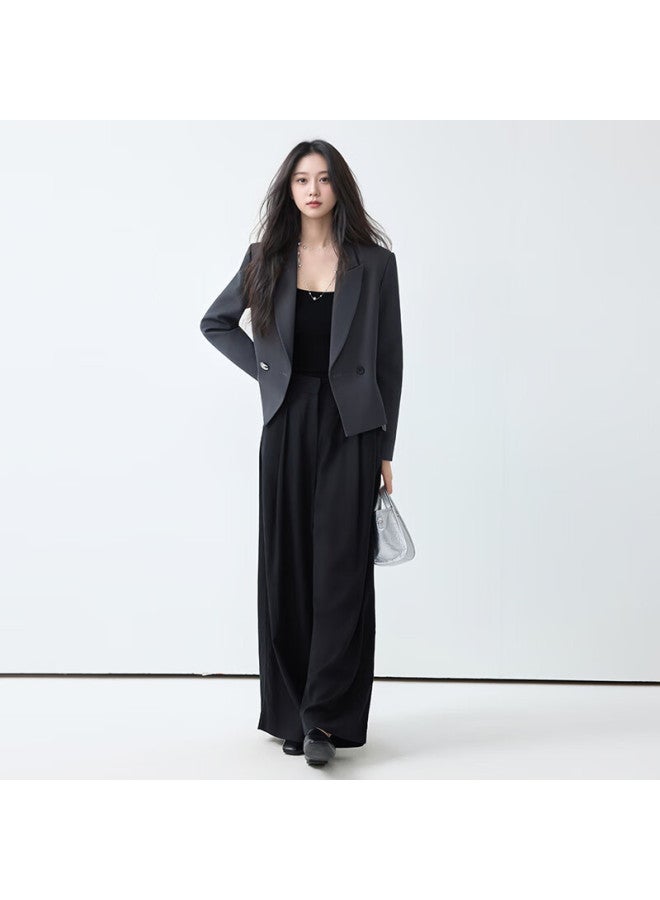 TELUOMAN Troeman Women's Short Casual Blazer Autumn  New Commuter Ol French Style Elegant Dark Gray Suit Jacket - Image 3