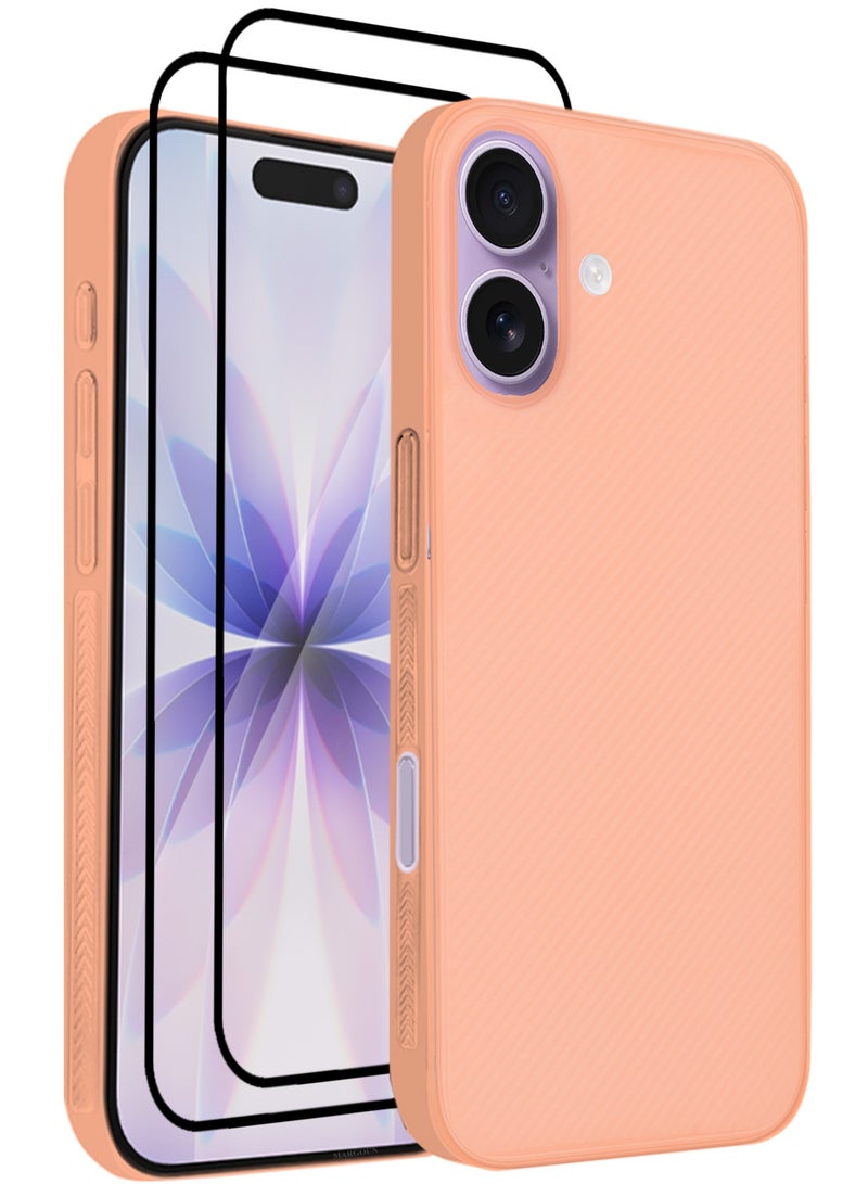 CATANES 3 Packs Case Cover for iPhone 17 - Sturdy Durable Ultra-Thin Case - Air Skin Line Design Transparent Back Cover -  Drop Protection Cover  with Two 3D Screen Protectors - Cosmic Orange - Image 1