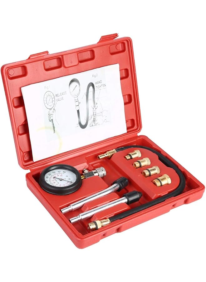 Generic Petrol Gas Engine Cylinder Pressure Gauge, Diagnostics Tool With Adapter & Hose, Automotive Compression Tester Kit - Image 4