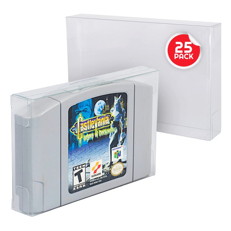 Video Game Cartridge Protector Compatible for Nintendo N64 Games 040 MM PET Cartridge Display Storage Case compatible for Mario Kart Zelda Super Mario Golden Eye Pack of 25