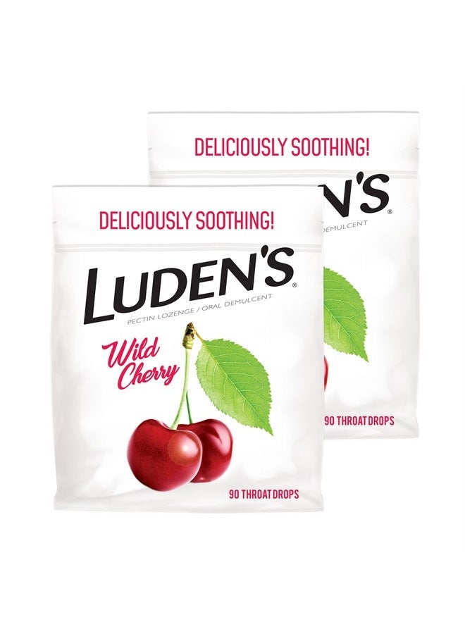 LUDEN'S Throat Drops, Wild Cherry, 90 Drops, Pack of 2 - Image 1