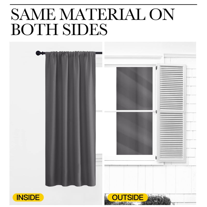 NICETOWN Grey Window Curtains for Bedroom - Home Decoration Thermal Insulated Rod Pocket Blackout Blinds & Drapes for Small Windows (Gray  2 Panels  W29 x L40 -Inch) - Image 5