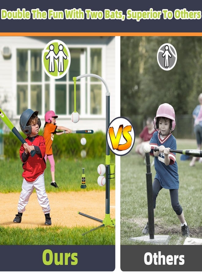 Surelect 3-in-1 T Ball Set for Kids, Adjustable Height Hanging Baseball Batting Tee Set with 2 Bats, Teeball Hitting Stand, Ball Launcher for Toddlers, Sport Toys Outdoor/Indoor for Boys Girls - Image 2