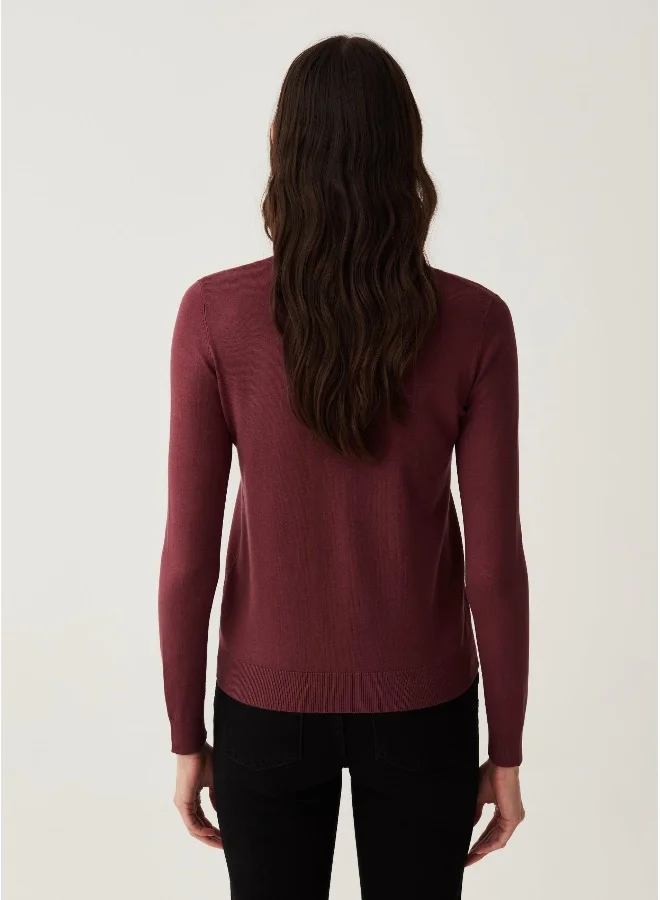 Ovs Solid colour cardigan with round neck