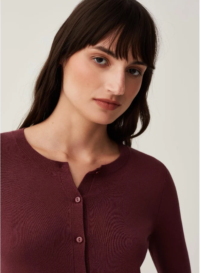 Ovs Solid colour cardigan with round neck
