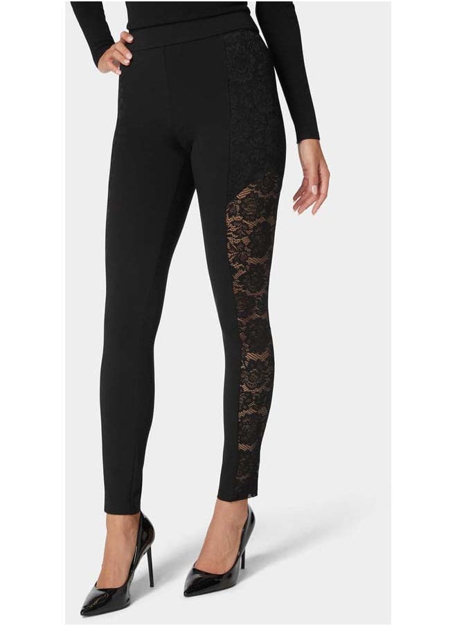 bebe High Waist Lace Combo Insert Pdr Legging  - Image 2