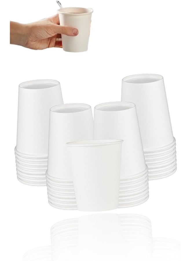S-TOP White Paper Cups - good for Tea, Water, and Coffee,Versatile Cups for Hot and Cold Beverages(250ml,50 Pcs) - Image 1